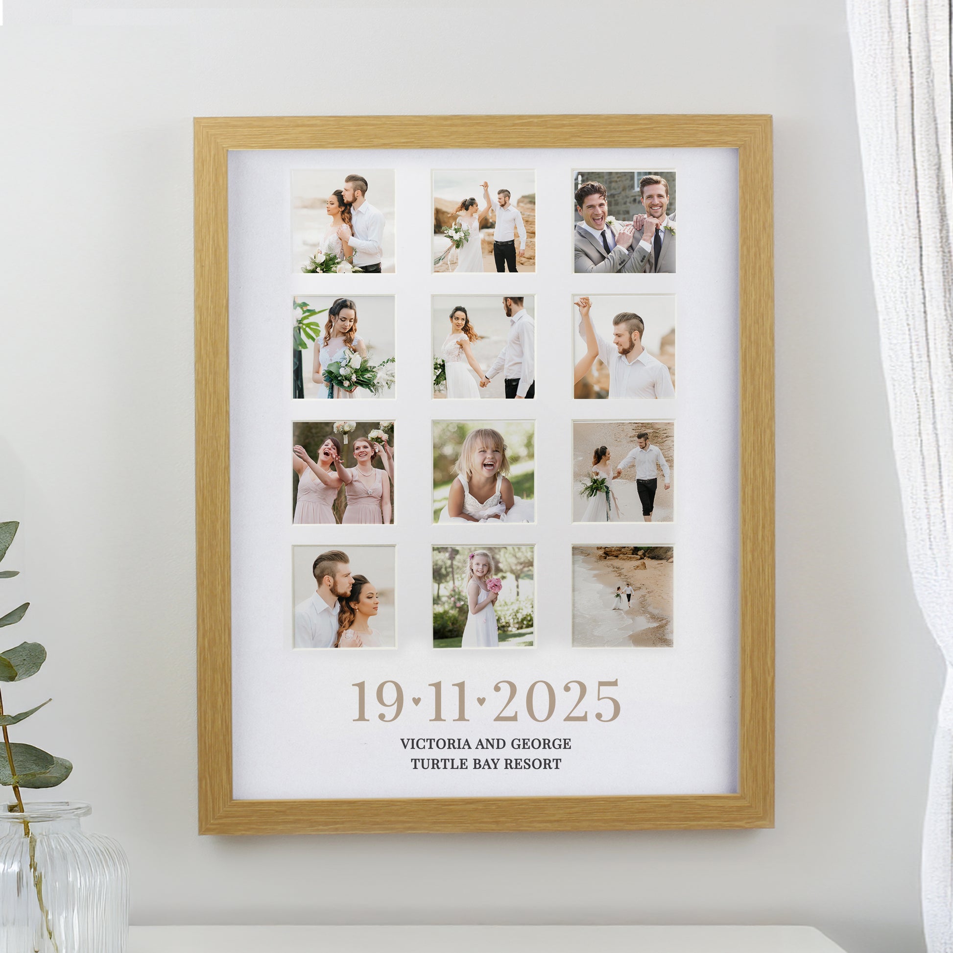 Personalised Special Date Oak Multi Photo Frame from Heartfelt Gifts