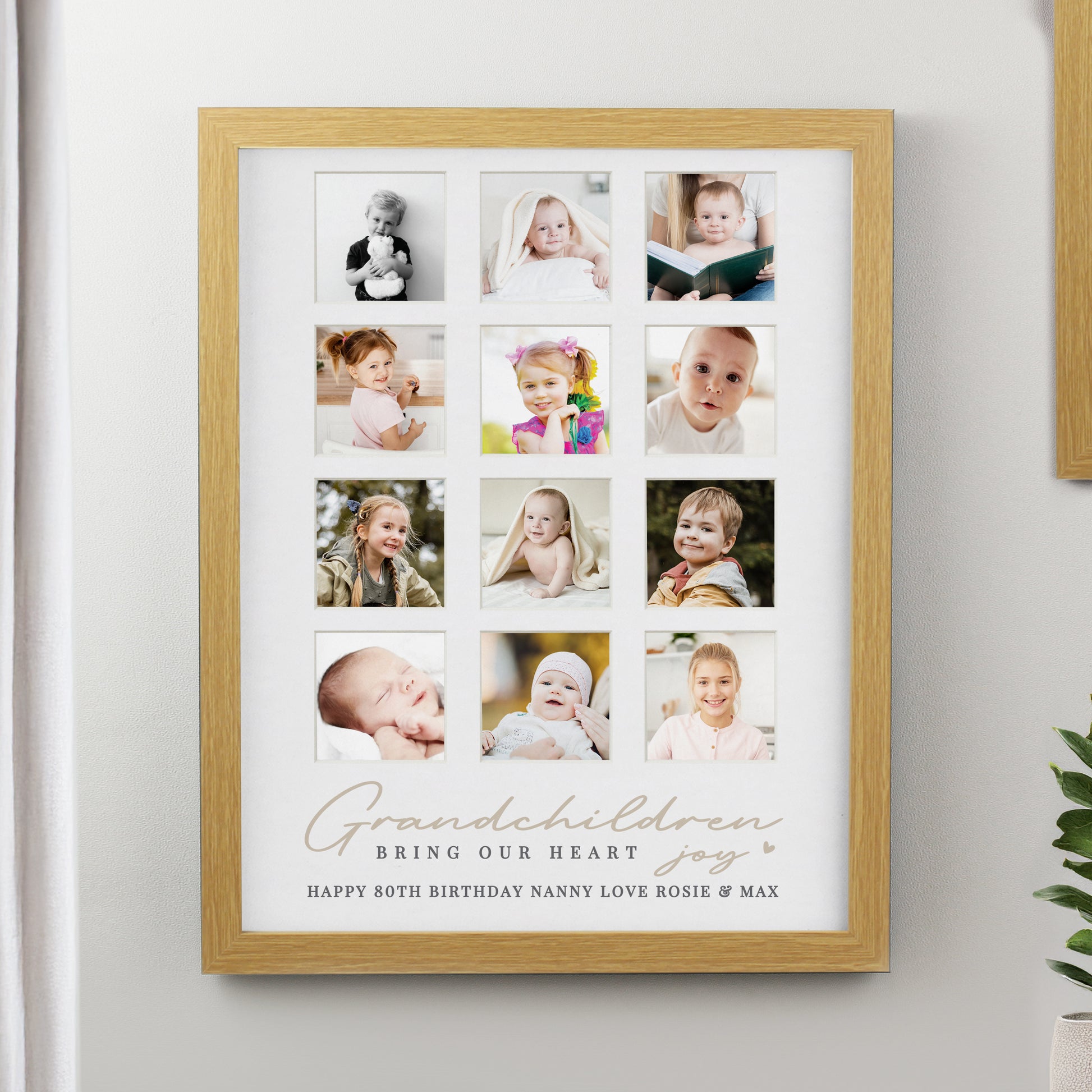 Personalised Grandchildren Oak Multi Photo Frame from Heartfelt Gifts