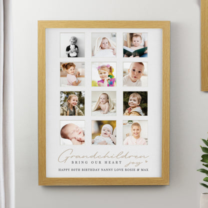 Personalised Grandchildren Oak Multi Photo Frame from Heartfelt Gifts