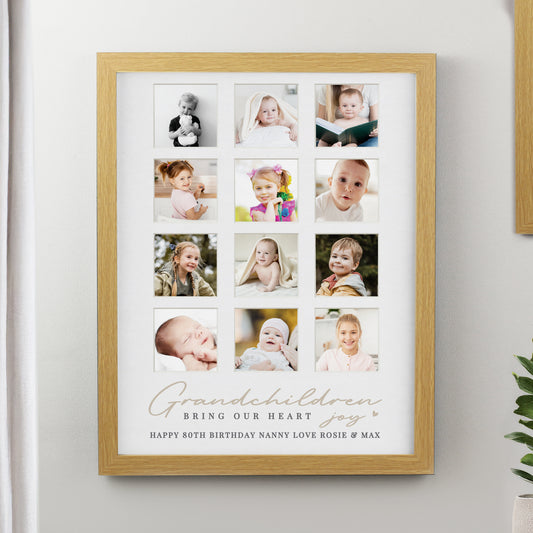 Personalised Grandchildren Oak Multi Photo Frame from Heartfelt Gifts