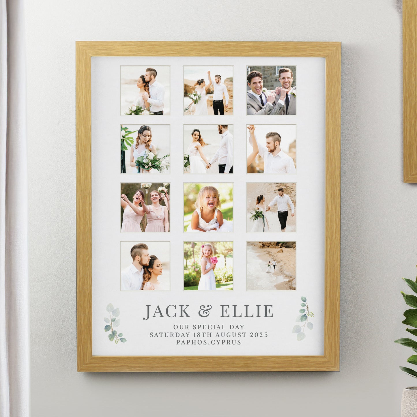 Personalised Wedding Oak Multi Photo Frame from Heartfelt Gifts