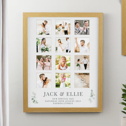 Personalised Wedding Oak Multi Photo Frame from Heartfelt Gifts
