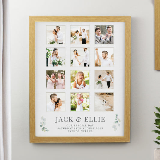 Personalised Wedding Oak Multi Photo Frame from Heartfelt Gifts