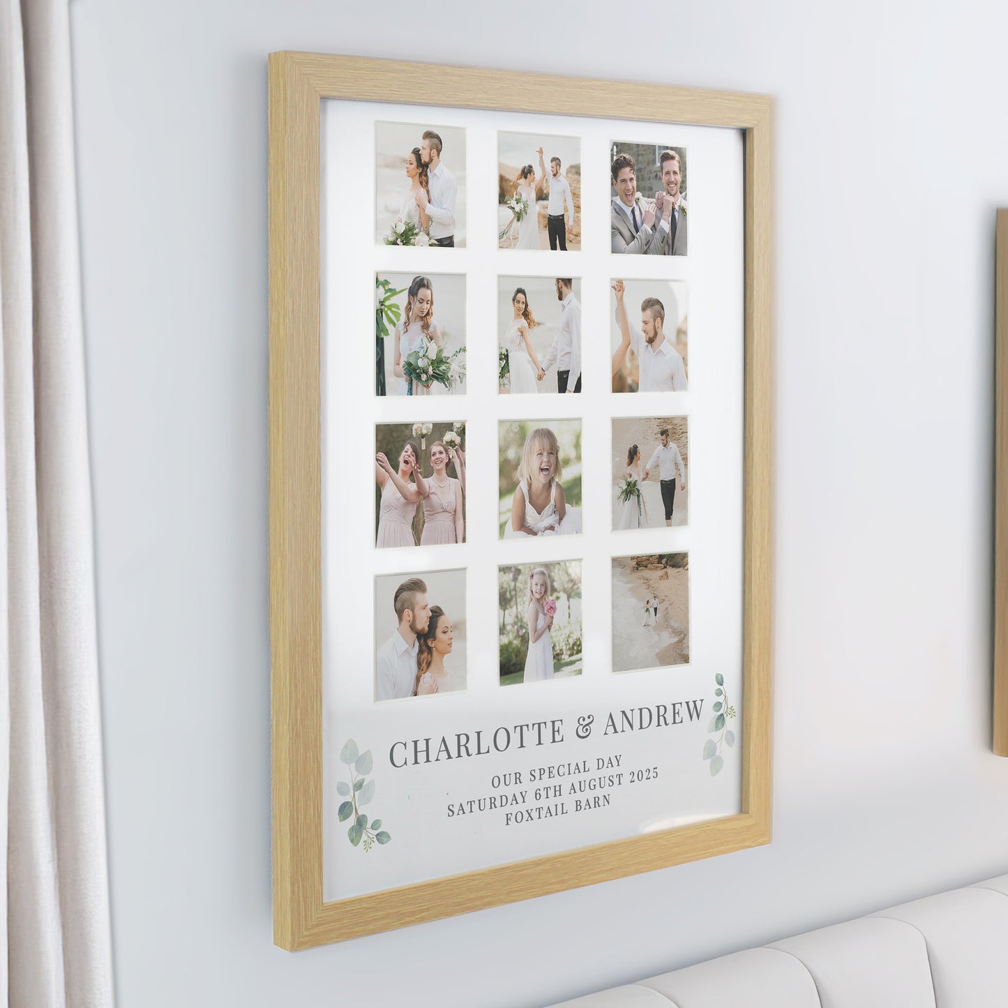 Personalised Wedding Oak Multi Photo Frame - image 2