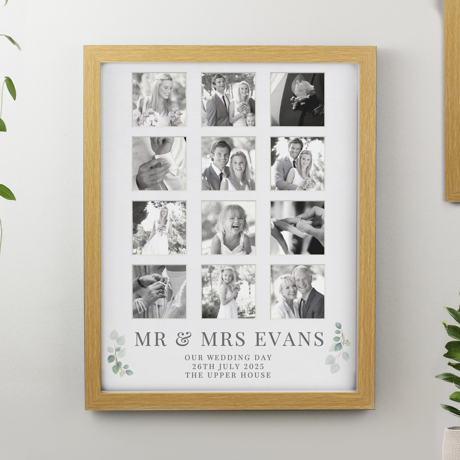 Personalised Wedding Oak Multi Photo Frame - image 3
