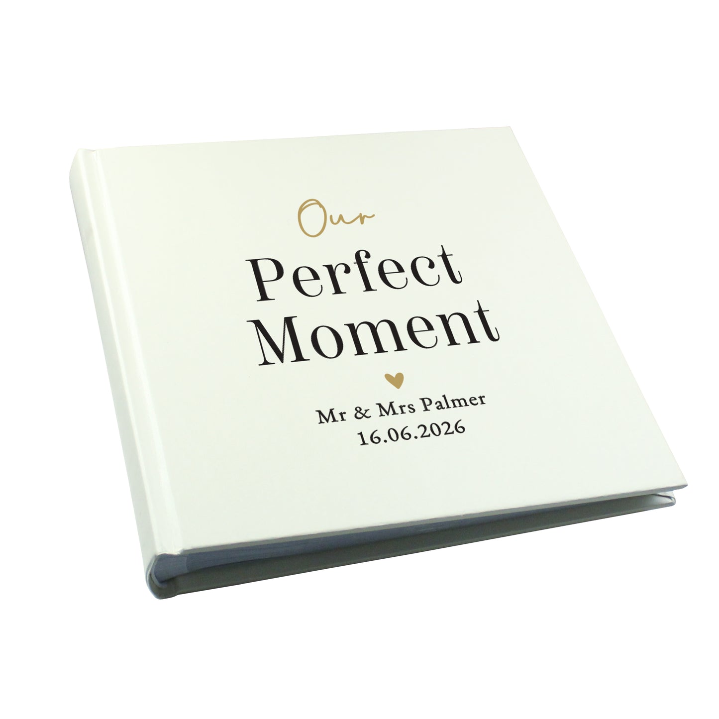 Personalised Black and Gold Free Text Square Photo Album – Wedding Gift - image 5