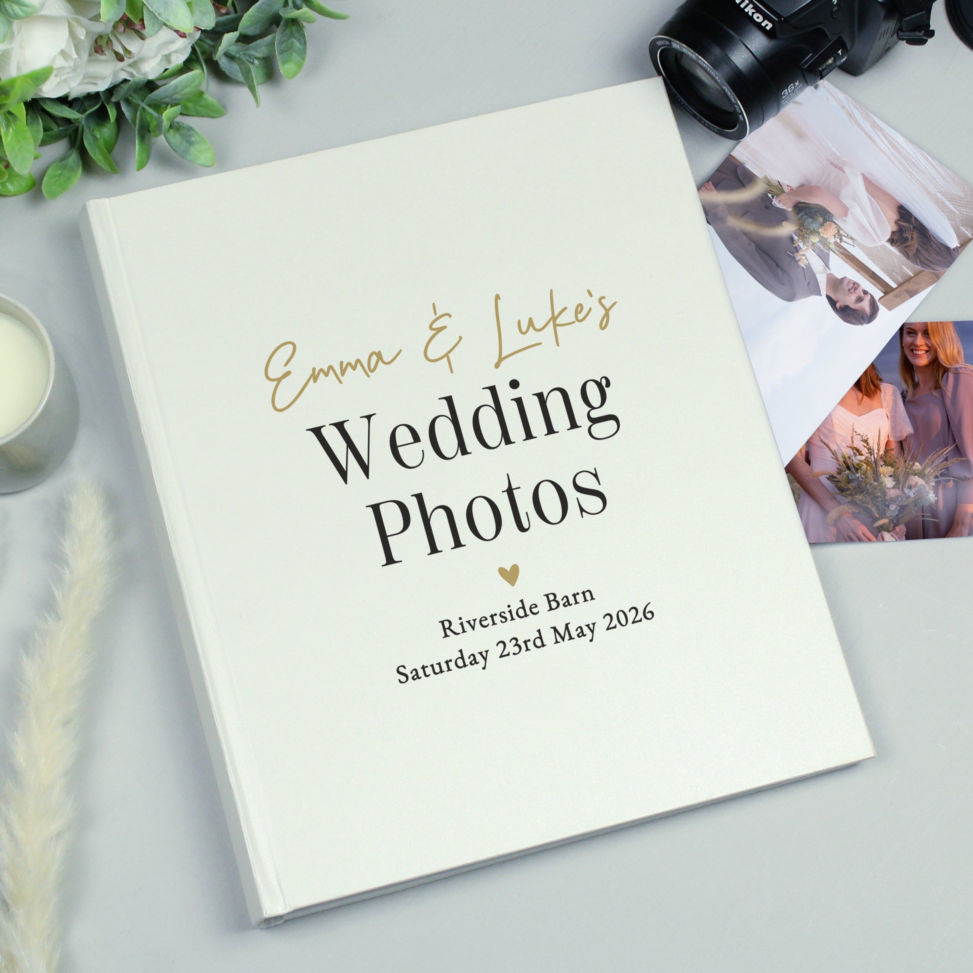 Personalised Black and Gold Free Text Traditional Photo Album – Wedding Gift