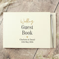 Personalised Black and Gold Free Text Guestbook – Wedding Birthday Event Gift