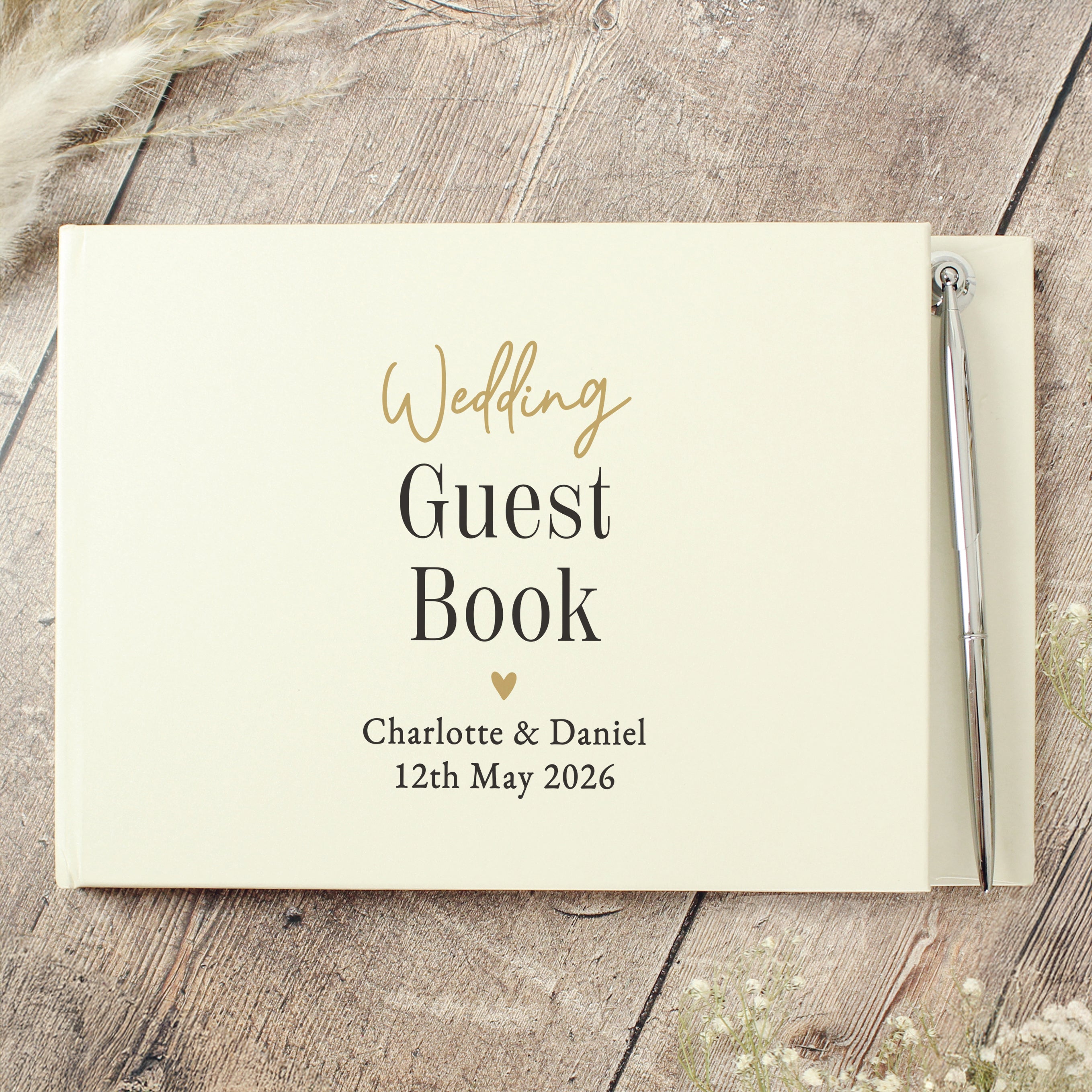 Personalised Black and Gold Free Text Guestbook – Wedding Birthday Event Gift