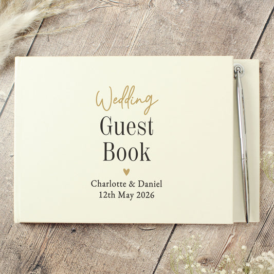 Personalised Black and Gold Free Text Guestbook – Wedding Birthday Event Gift
