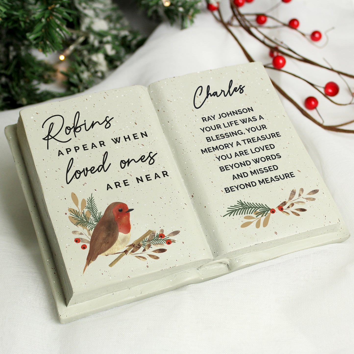 Personalised Robins Appear.. Memorial Book - image 2