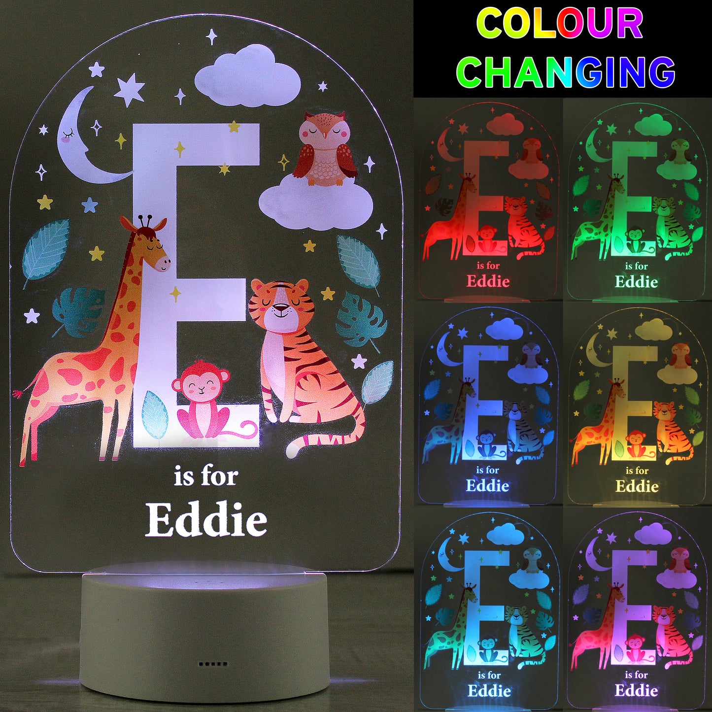 Personalised Animal Alphabet LED Colour Changing Night Light - image 2