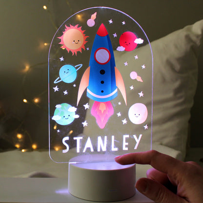 Personalised Space Rocket LED Colour Changing Night Light from Heartfelt Gifts