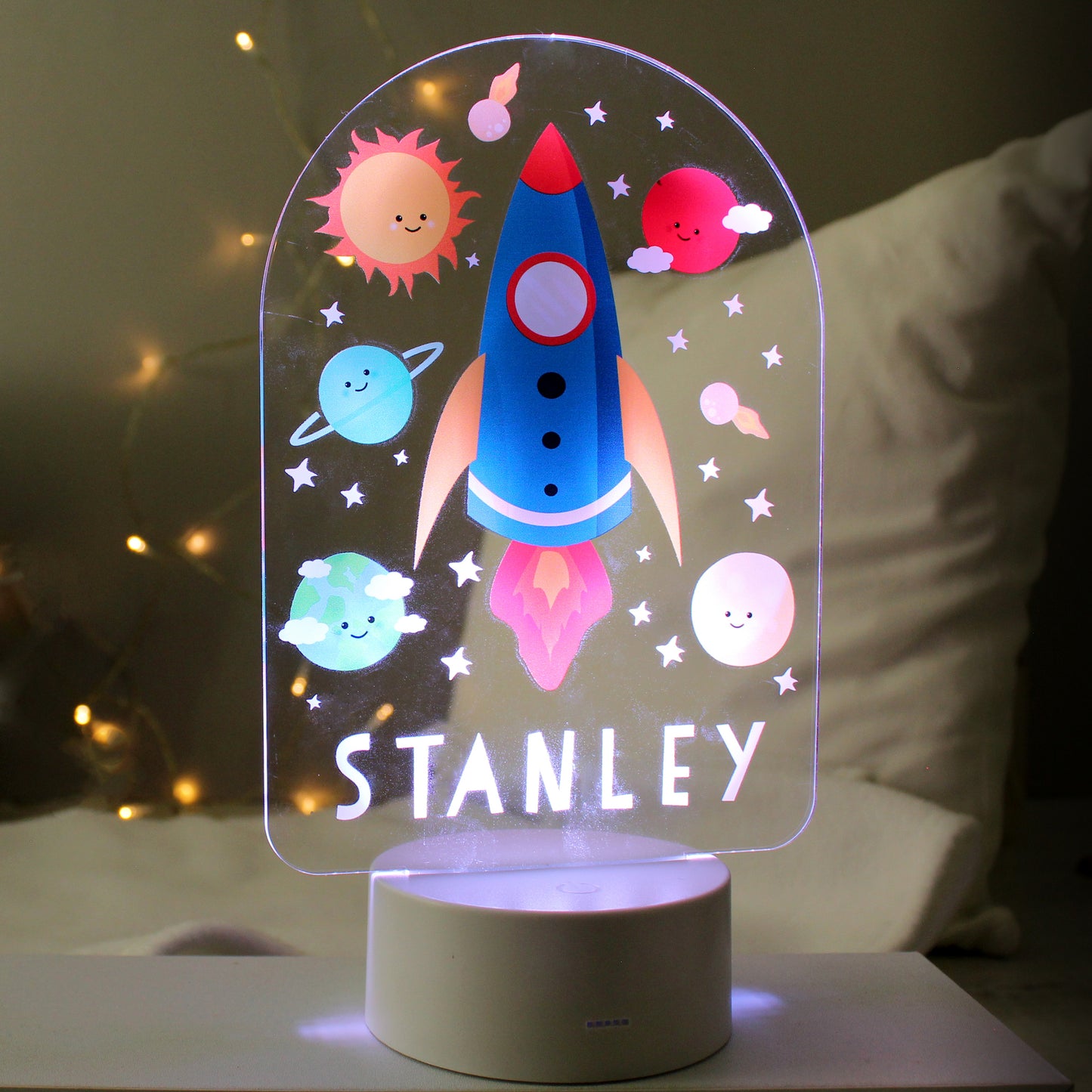 Personalised Space Rocket LED Colour Changing Night Light - image 3