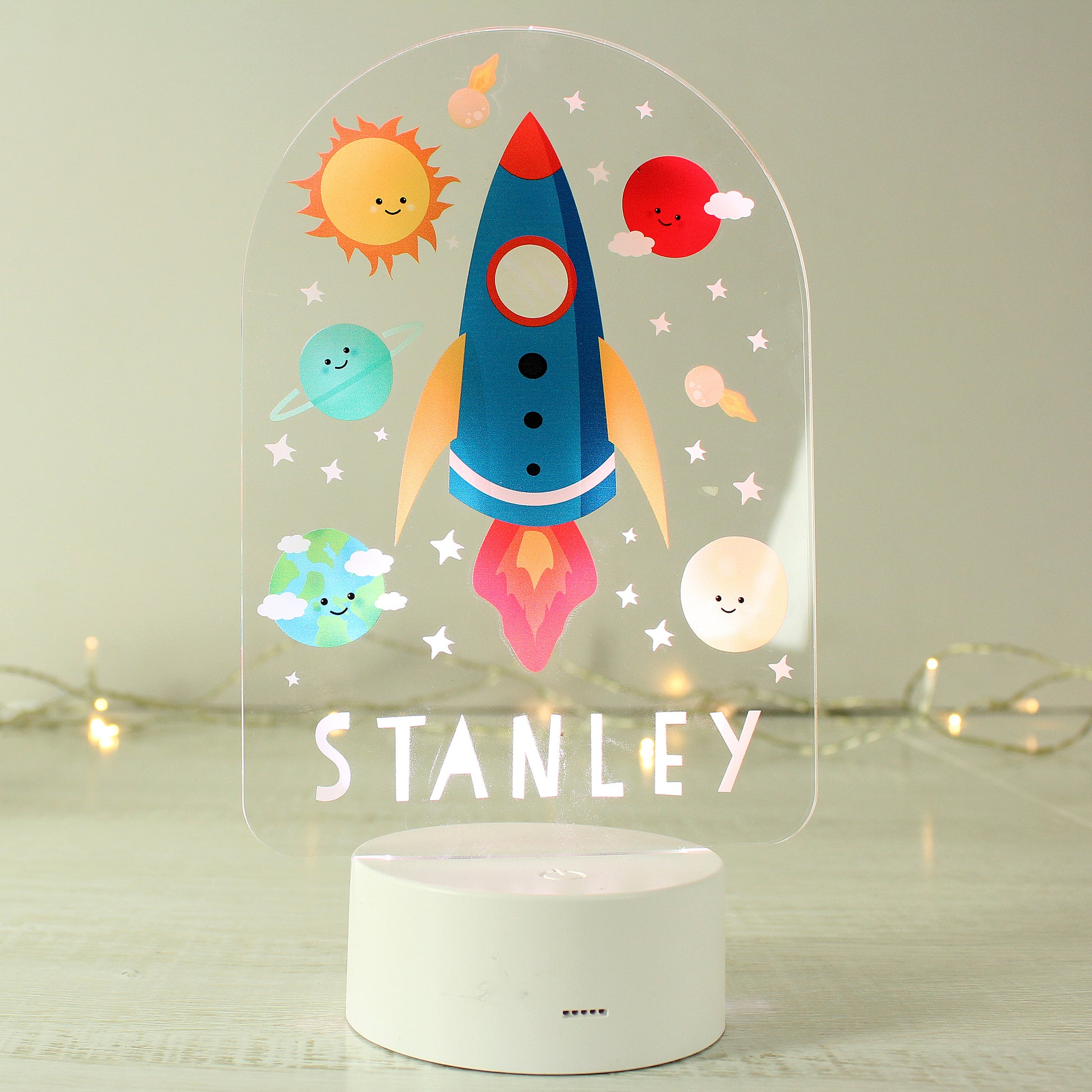 Personalised Space Rocket LED Colour Changing Night Light - image 4