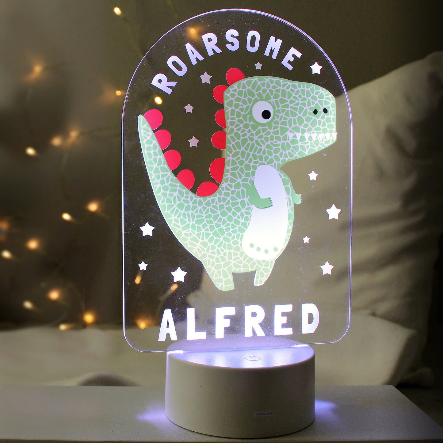 Personalised Roarsome Dinosaur LED Colour Changing Night Light from Heartfelt Gifts