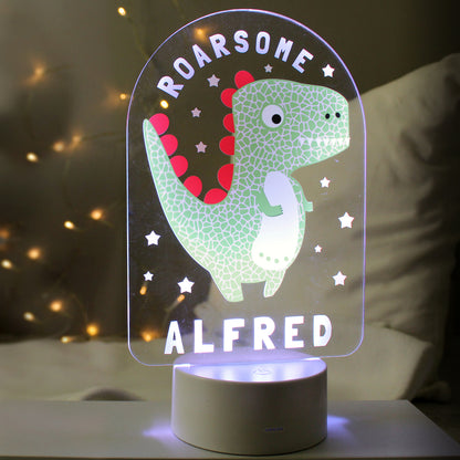 Personalised Roarsome Dinosaur LED Colour Changing Night Light from Heartfelt Gifts