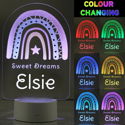 Personalised Pink Rainbow LED Colour Changing Night Light - image 2