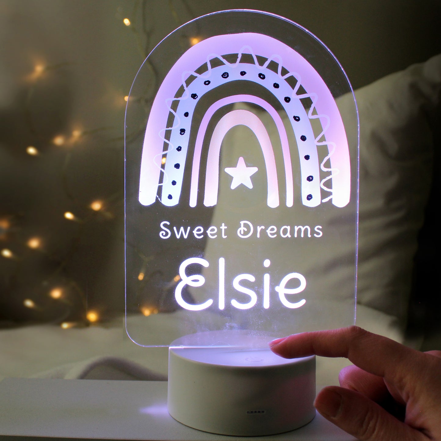 Personalised Pink Rainbow LED Colour Changing Night Light - image 3