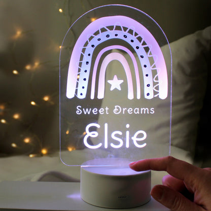 Personalised Pink Rainbow LED Colour Changing Night Light - image 3