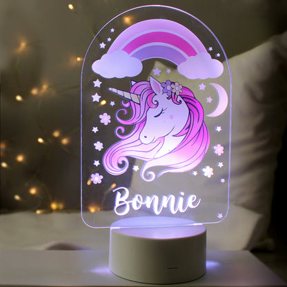 Personalised Pink Unicorn LED Colour Changing Night Light from Heartfelt Gifts