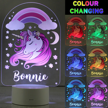 Personalised Pink Unicorn LED Colour Changing Night Light - image 2