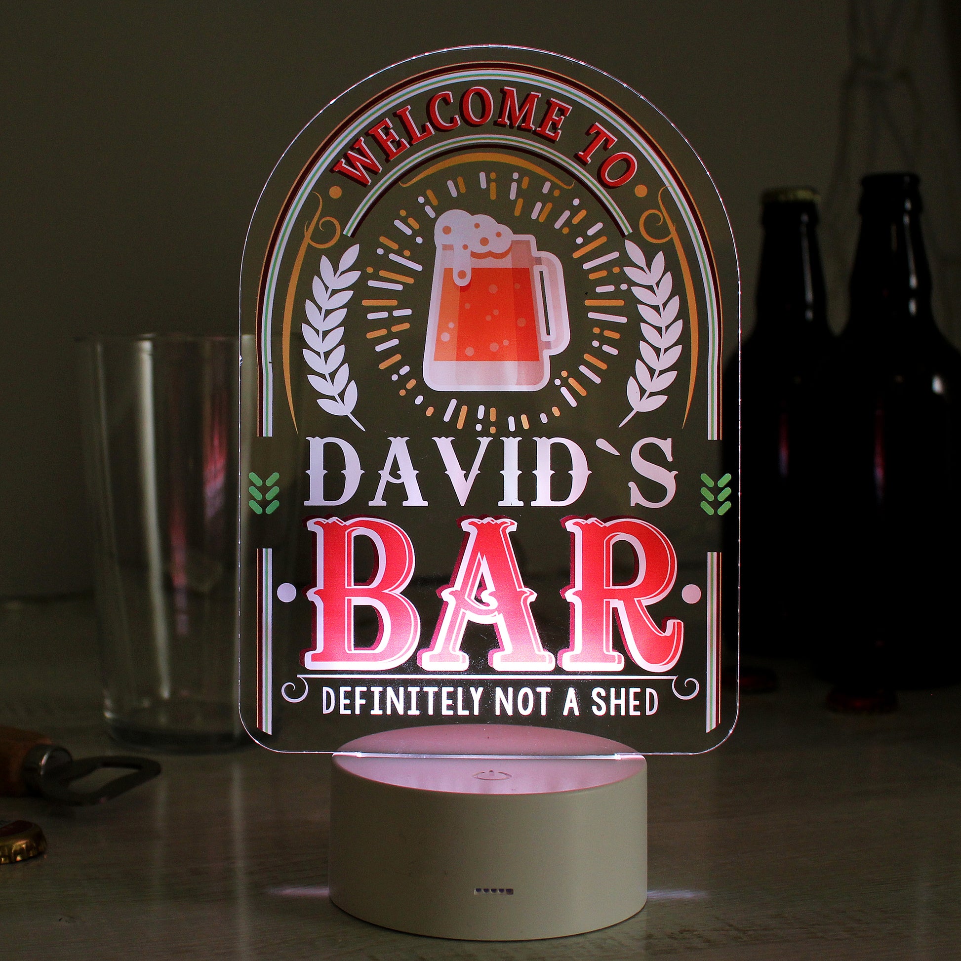 Personalised LED Colour Changing Bar Sign from Heartfelt Gifts