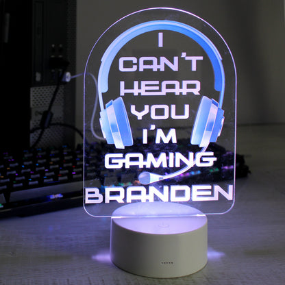 Personalised Blue Gaming LED Colour Changing Night Light from Heartfelt Gifts