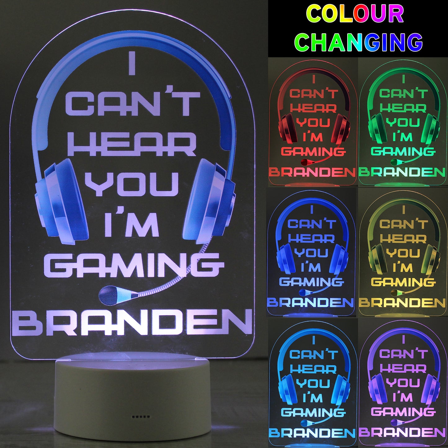Personalised Blue Gaming LED Colour Changing Night Light - image 2