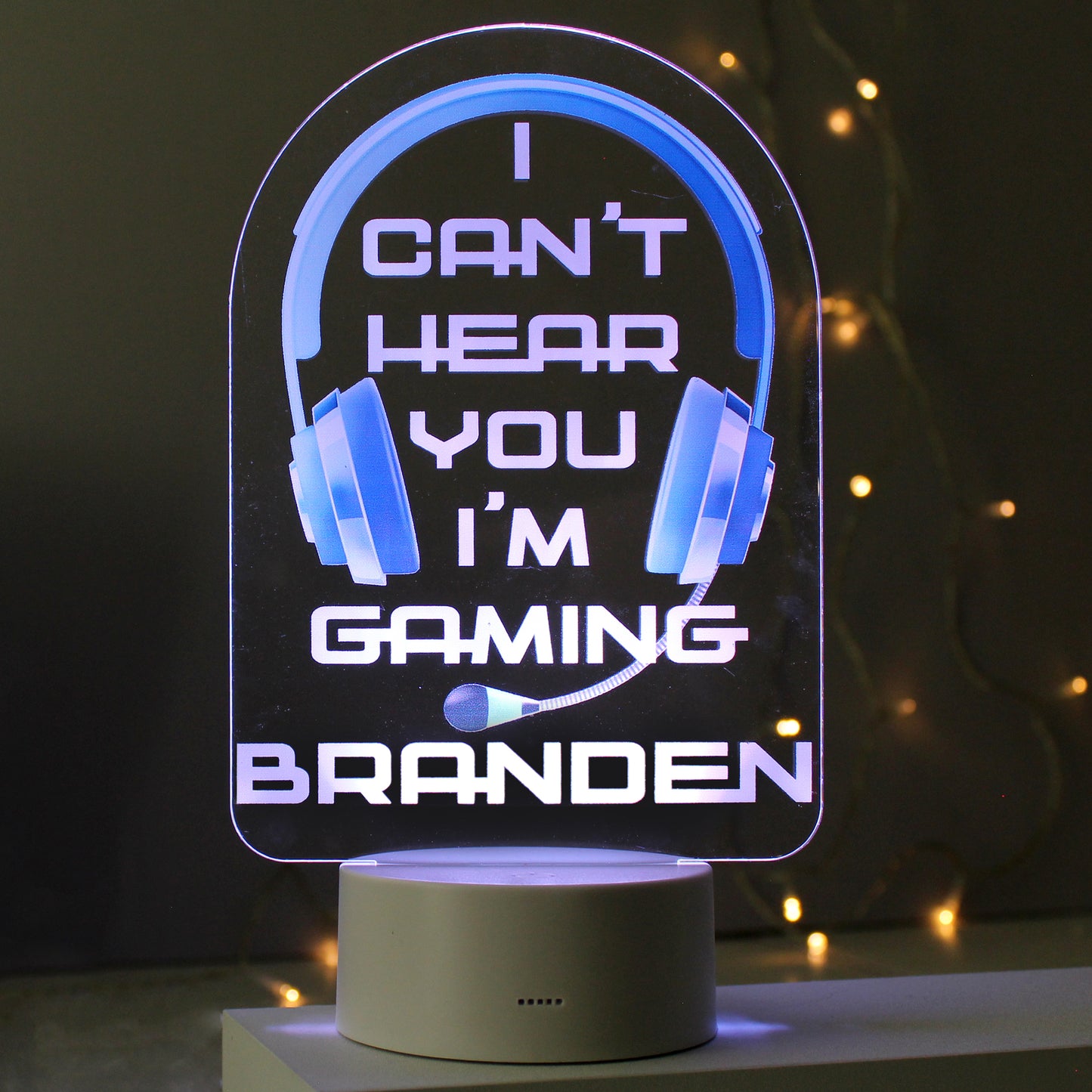 Personalised Blue Gaming LED Colour Changing Night Light - image 3