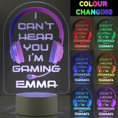Personalised Pink Gaming LED Colour Changing Night Light - image 2
