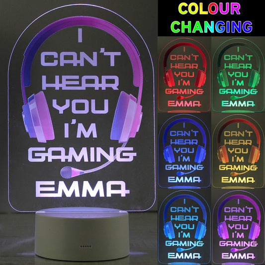 Personalised Pink Gaming LED Colour Changing Night Light - image 2