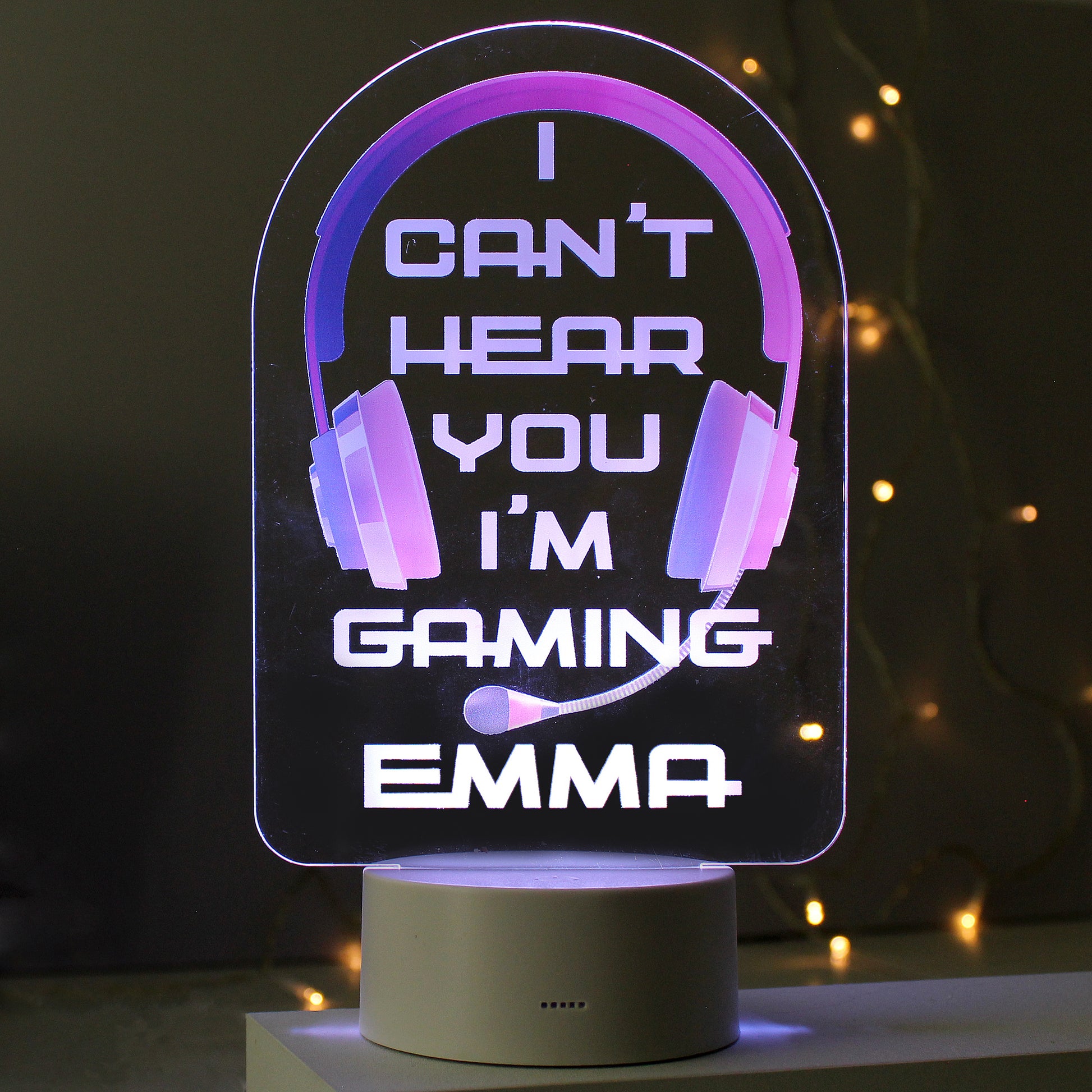 Personalised Pink Gaming LED Colour Changing Night Light - image 3