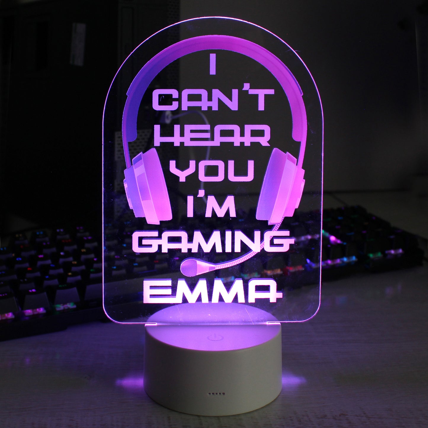 Personalised Pink Gaming LED Colour Changing Night Light - image 6