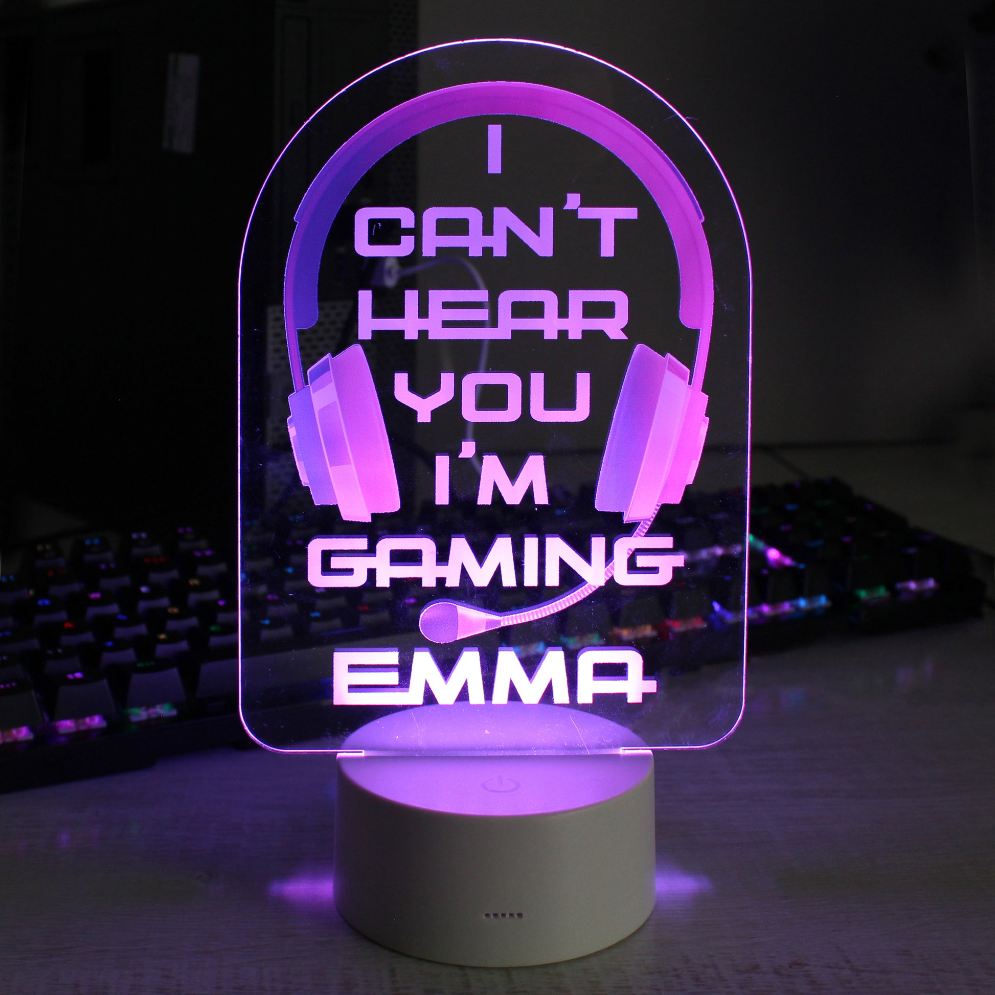 Personalised Pink Gaming LED Colour Changing Night Light - image 6