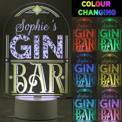 Personalised LED Colour Changing Gin Bar Sign - image 2