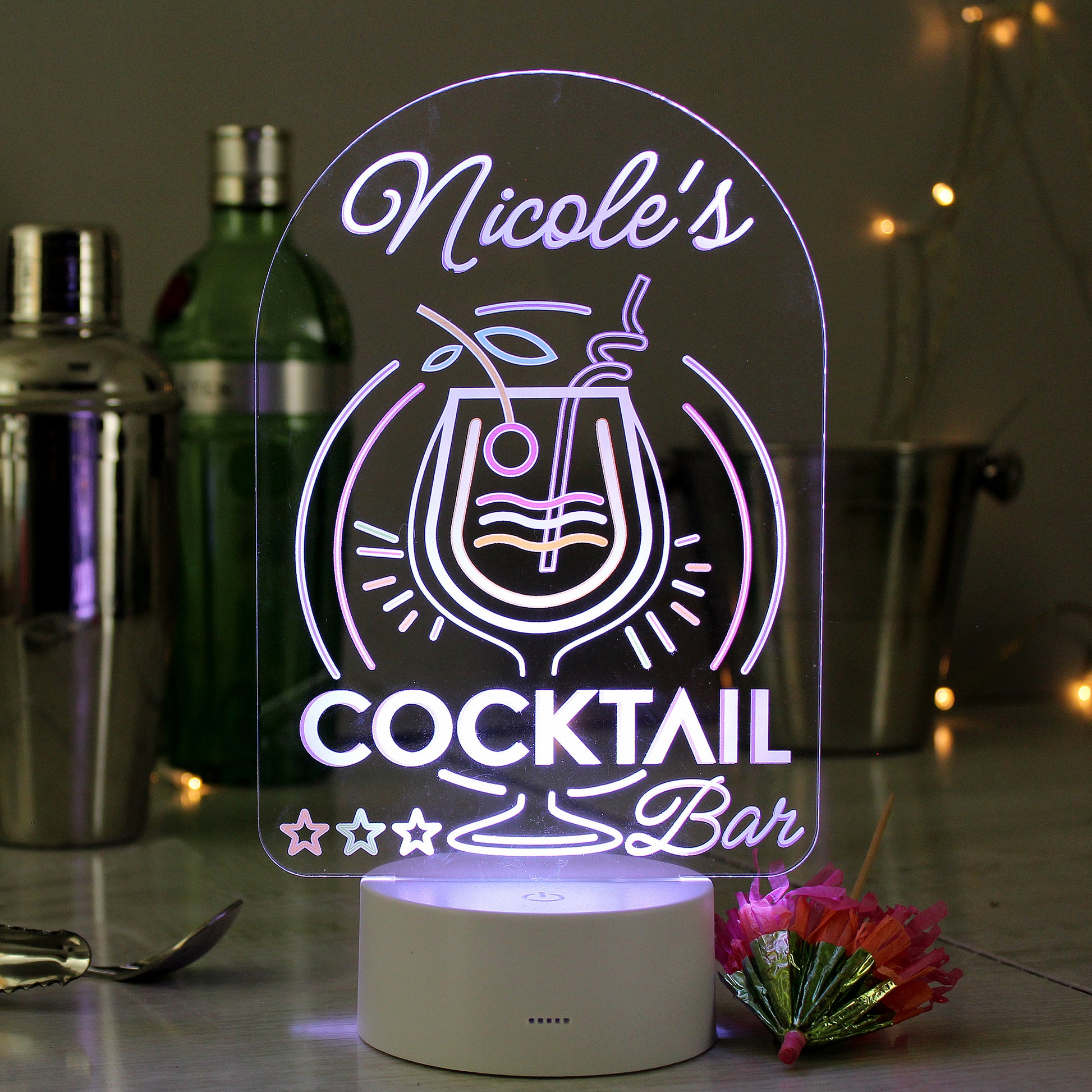 Personalised LED Colour Changing Cocktail Bar Sign from Heartfelt Gifts