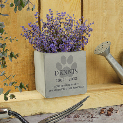 Personalised Pet Memorial Concrete Plant Pot from Heartfelt Gifts