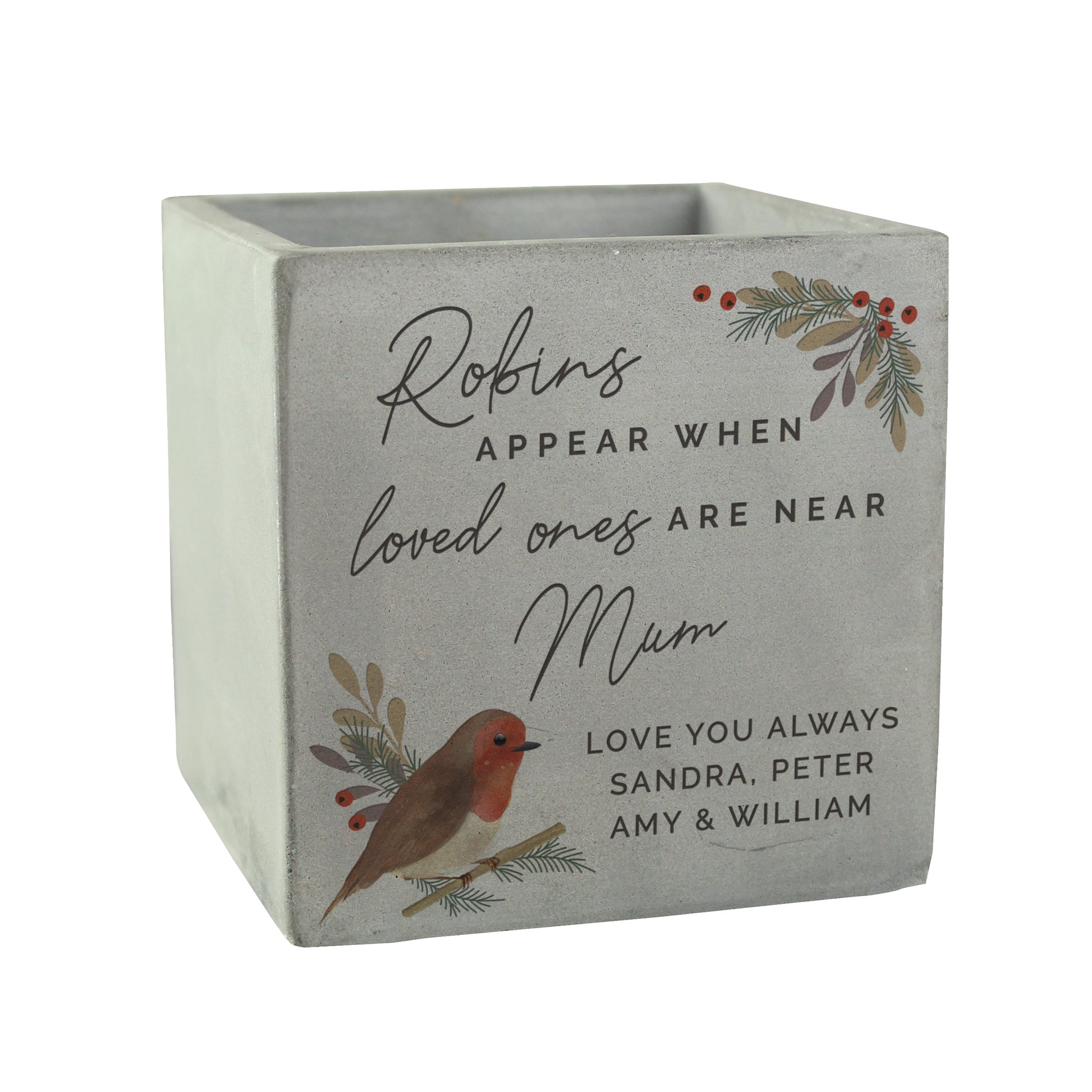 Personalised Robin Memorial Concrete Plant Pot - image 5