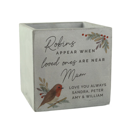 Personalised Robin Memorial Concrete Plant Pot - image 5