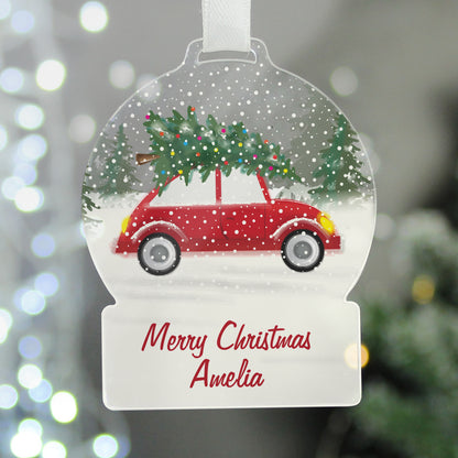 Personalised Driving Home For Christmas Acrylic Snow globe Decoration from Heartfelt Gifts