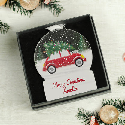 Personalised Driving Home For Christmas Acrylic Snow globe Decoration - image 2