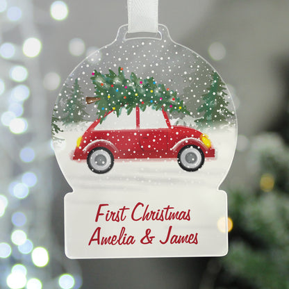 Personalised Driving Home For Christmas Acrylic Snow globe Decoration - image 4