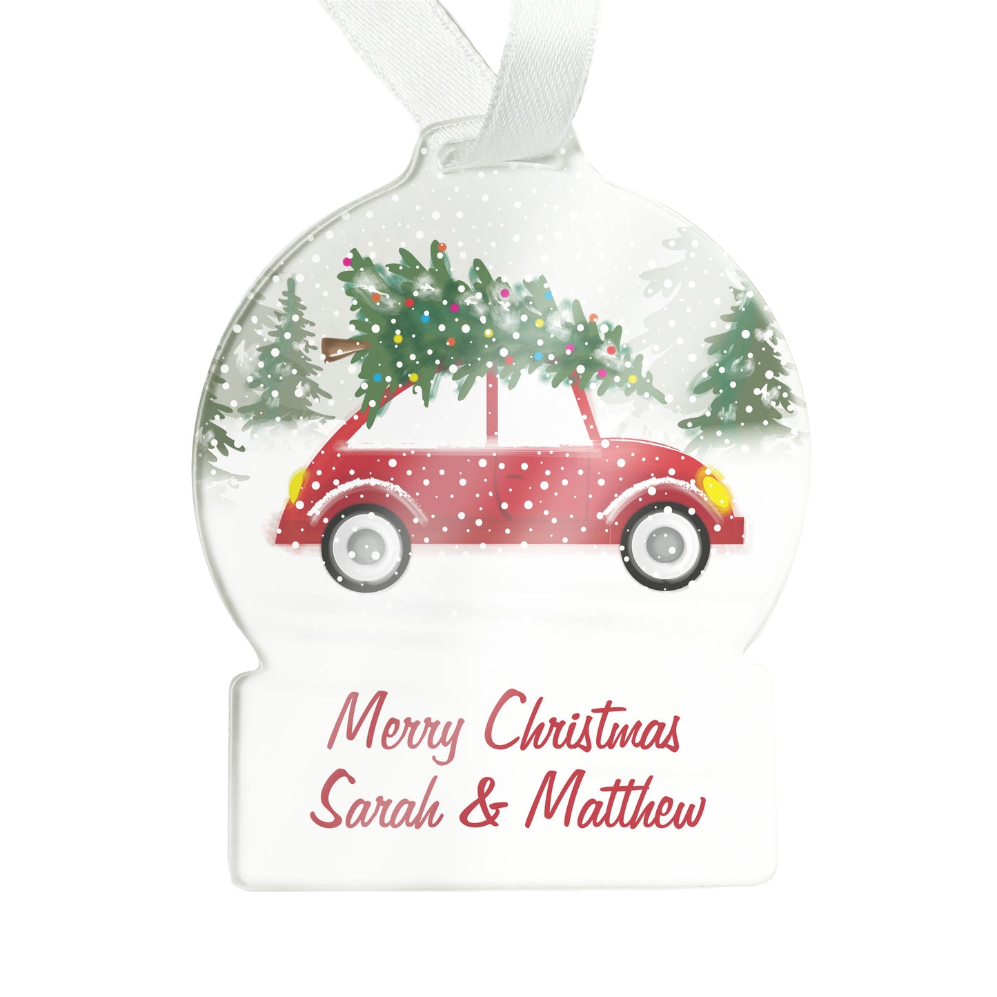 Personalised Driving Home For Christmas Acrylic Snow globe Decoration - image 5