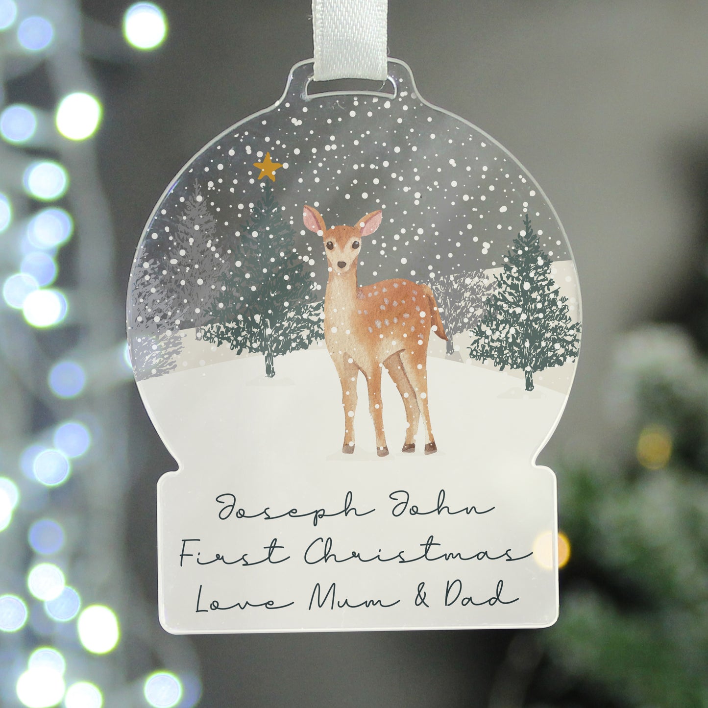 Personalised A Winter's Night Acrylic Snowglobe Decoration from Heartfelt Gifts