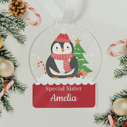 Personalised Penguin Acrylic Snowglobe Decoration - image 4