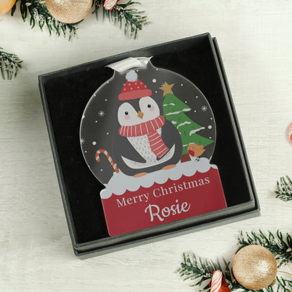 Personalised Penguin Acrylic Snowglobe Decoration - image 6