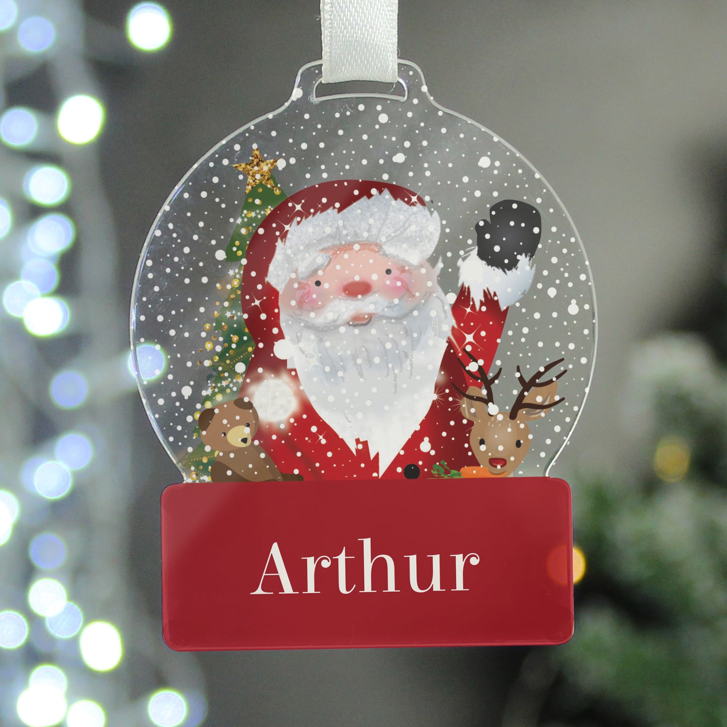 Personalised Santa Acrylic Snowglobe Decoration from Heartfelt Gifts