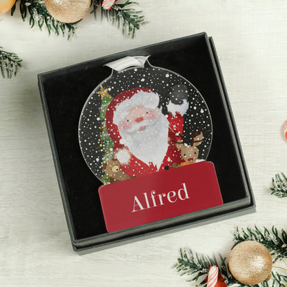 Personalised Santa Acrylic Snowglobe Decoration - image 2