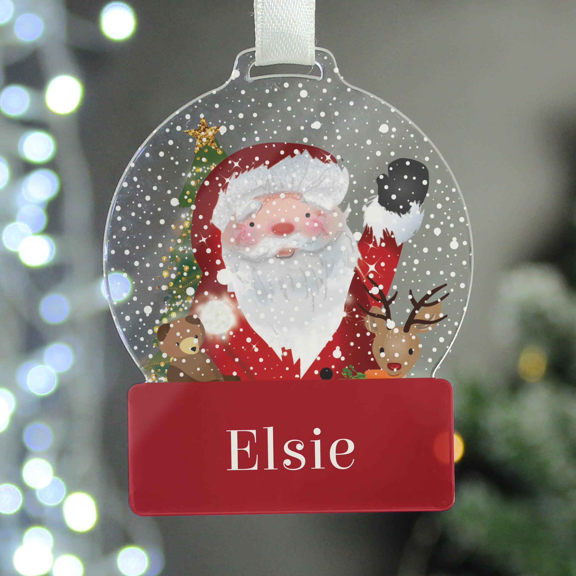 Personalised Santa Acrylic Snowglobe Decoration - image 4